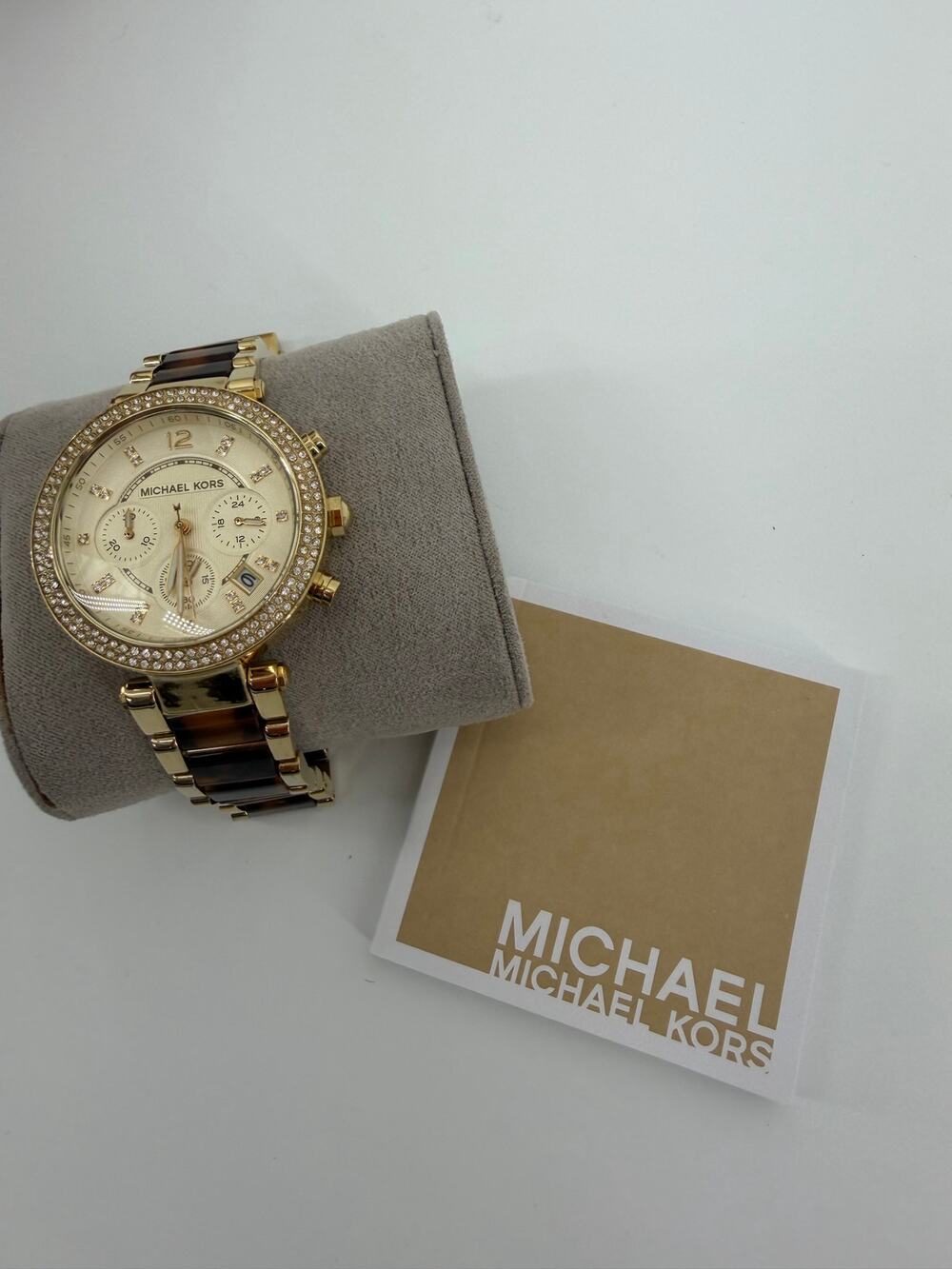 Stainless steel and acetate chronograph watch, Michael Kors Parker MK5688